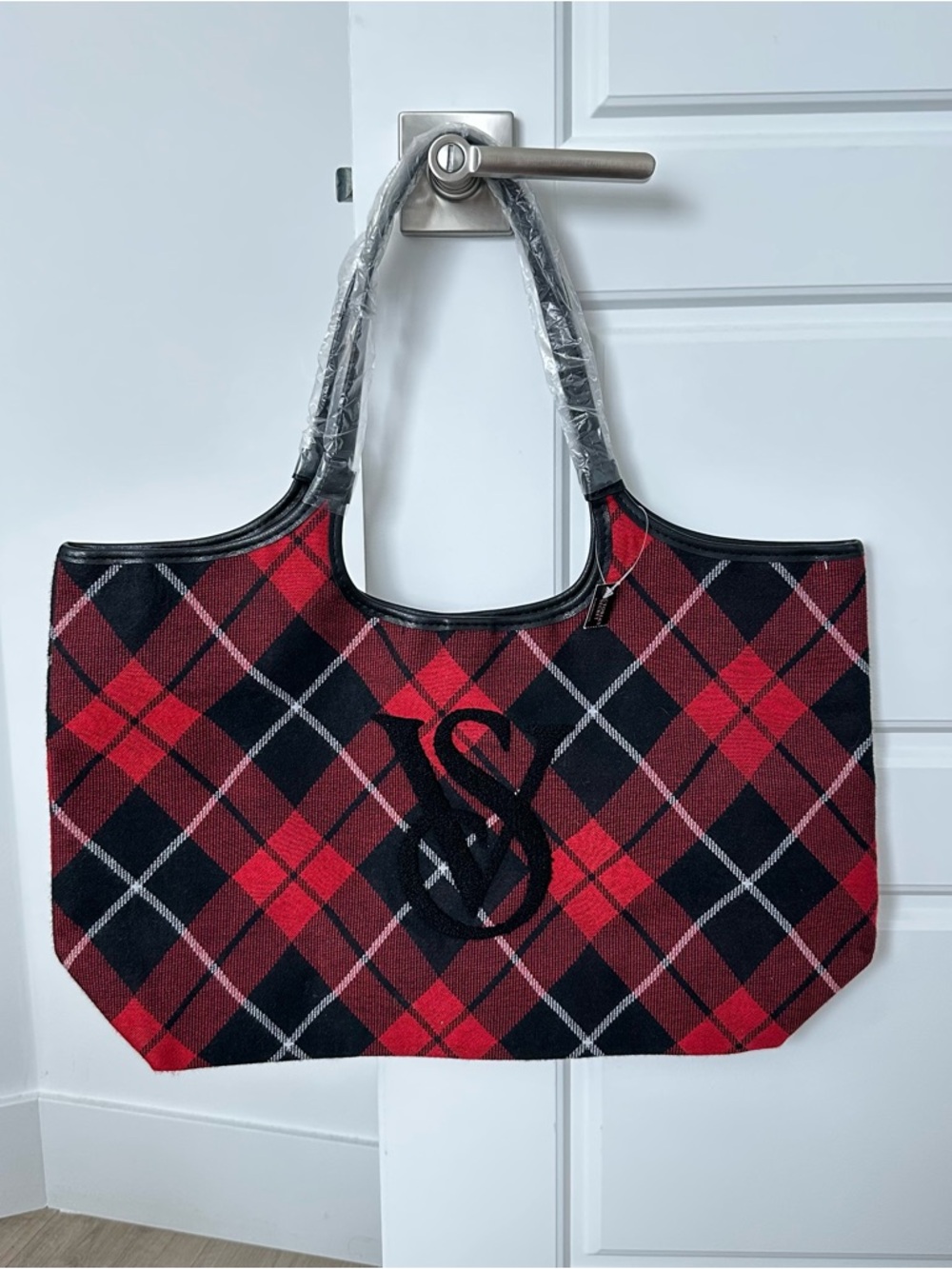 Victoria’s Secret Red Plaid Tote Bag | VS Logo | Large Tote / Beach Bag